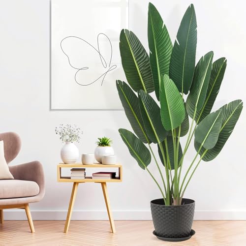GarveeHome 72 inchs Artificial Tree Bird of Paradise Artificial Plant with 13 Trunks Fake Tree - 6 Feet Faux Plants Fake Banana Tree Plant with Pot Artificial Trees for Home Decor Indoor Outdoor