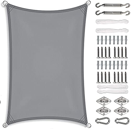 CHBIN Sun Shade Sail 3.5x7m Garden Sun Shade Sail Rectangle Wear Resistance for Outdoor Patio Garden Lawn Pergola Decking, Light Gray