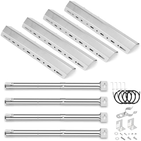 GFTIME Universal Adjustable Burner & Heat Plate Kit for Charbroil, Outback, CosmoGrill, Stainless Steel Replacement Gas Grill Parts Kit for Berkley,Napoleon, and Other Model Grill, 4 Kit Pack