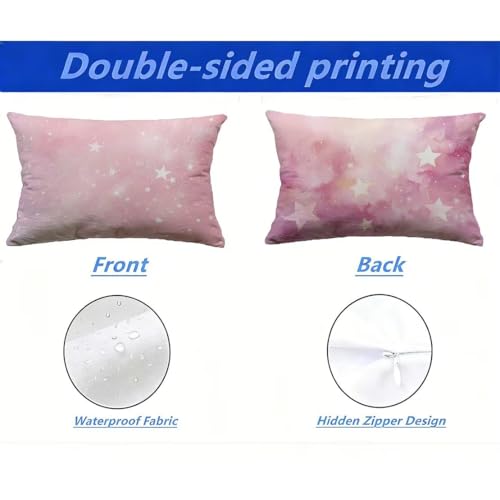Housse de coussin extérieur 60x90 cm lot de 2 imperméable rose - 3