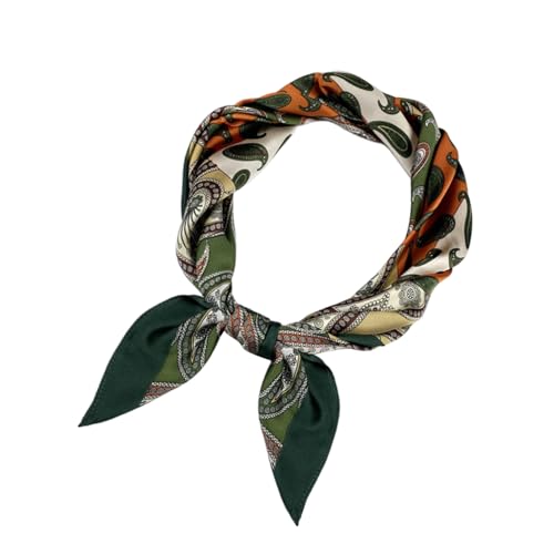 Gkhlg 1 Piece Leopard Print Silk Scarf Stylish Womens Summer Square Bandana Multipurpose Hair and Neck Scarf for UK for Outdoor Activities and Fashion Accessory (Green Ethnic Pattern)