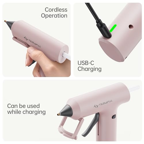 Mini Cordless Glue Gun with 20PCS Glue Sticks, Quick-Heat Rechargeable Hot Glue Gun with Precision Nozzle and Auto-Off, Ideal for Crafting, Scrapbooking, Gift Making and Home DIY Repairs - Image 3