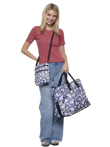 Image of Peanuts Tote Duffel Bag Snoopy Woodstock All Over Print Weekender Travel