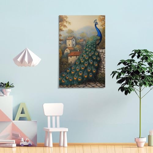 Impression sur toile paon premium 40x60cm tableau moderne - 4