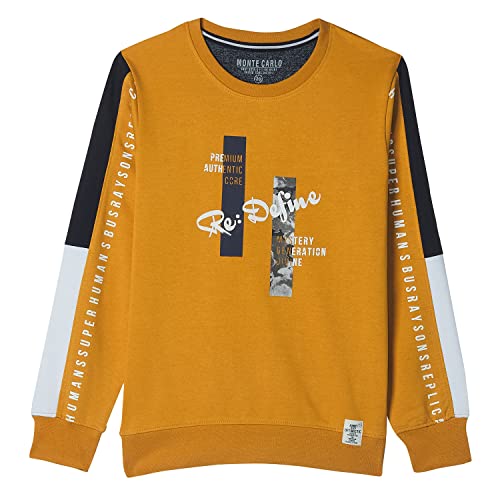 Image of Monte Carlo Boys Coton BLND Maroon Print Round Neck Sweatshirt