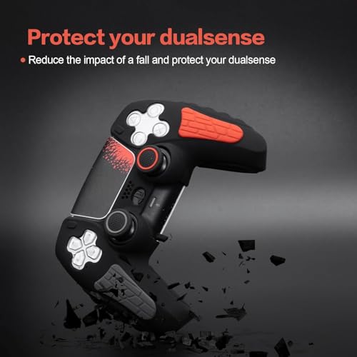 Image of Meyaar PS 5 Controller Cover Case, Anti-Slip Silicone Cover Skin Compatible with PS5 Dual Sense Controller with Thumb Grip Caps, Joystick Protectors (Black)