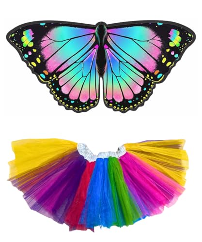 SNOOGG butterfly wing with Rainbow Skirt Dress for Fancy Dress, Party Costumes Halloween Costume School Competition ans more (DESIGN 4) (B0CQWPSWF4) Amazon Price History, Amazon Price Tracker