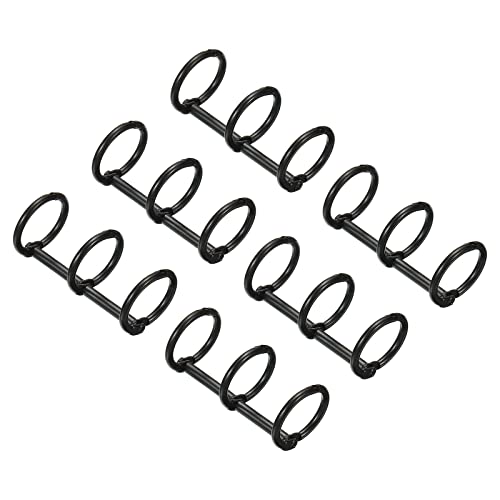 PATIKIL リング内径16mm バインダーリング 6個入り 取り外し可能 メタルブックリング オフィス ルーズリーフリング 3サークル 卓上カレンダー フォト アルバム用ブラック