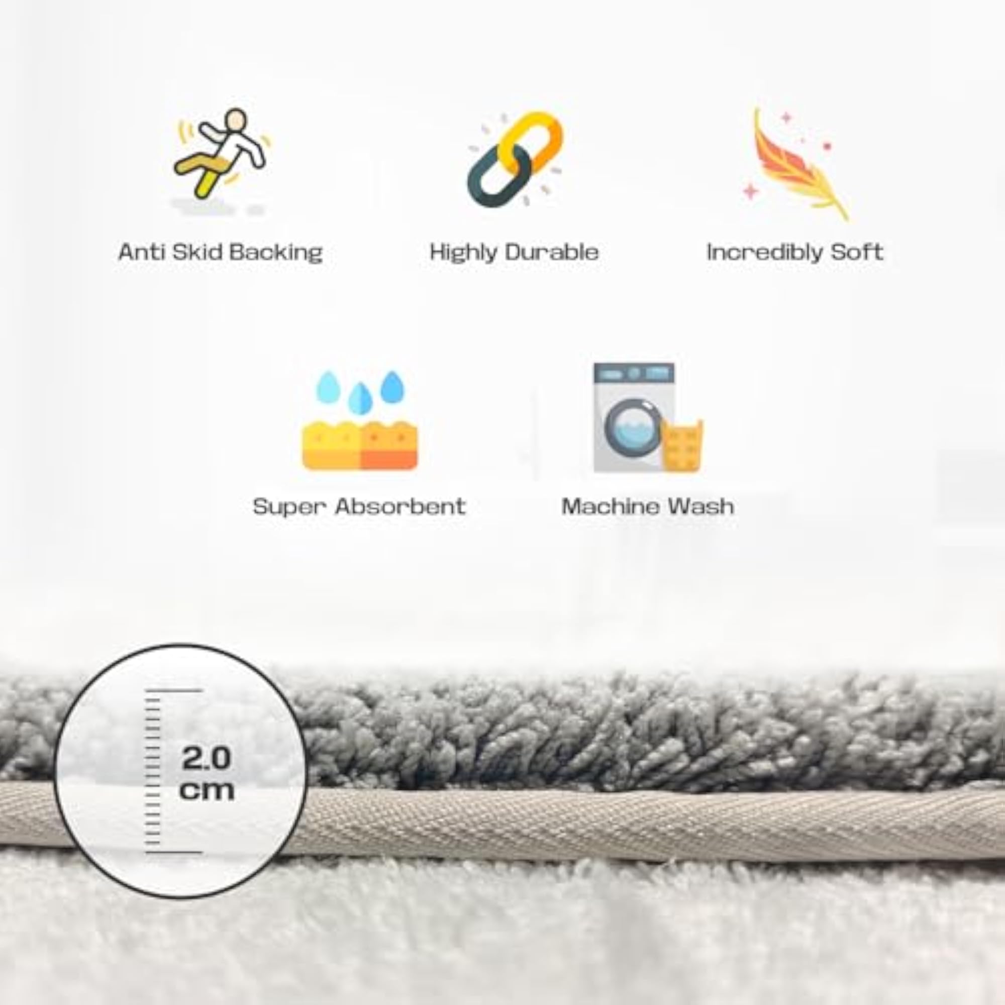 Microfibre Bath Mat Soft & Absorbent Multipurpose Mat