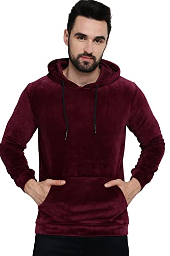 Image of SHOWOFFFF Men Solid Pullover Sweatshirt | Hooded Full Sleeves Cotton Sweatshirt's for Mens | Slim Fit Regular Length Sweatshirts for Men's