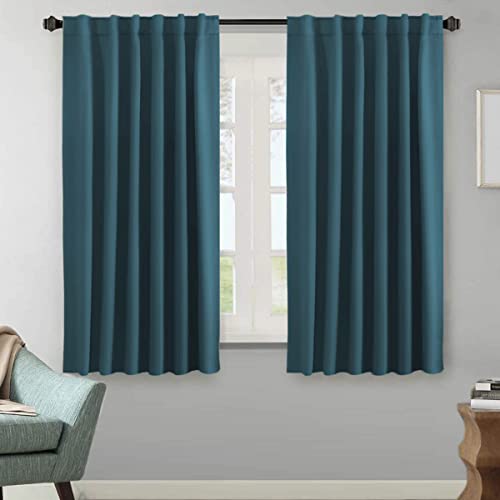 Image of H.VERSAILTEX Blackout Curtains Thermal Insulated Window Treatment Panels Room Darkening Blackout Drapes for Living Room Back Tab /Rod Pocket Bedroom Draperies, 52 x 63 Inch, Dark Teal, 2 Panels