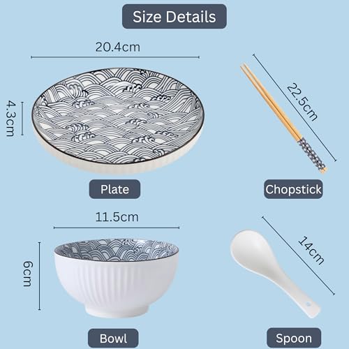OLWICK 6-Piece Japanese Style Ceramic Dinner 6PCS BOWL&PLATE - RANDOM - Image 4