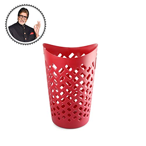 Image of Cello Flexi Multipurpose Plastic Laundry Basket, Maroon, 50 Ltrs | Lightweight and Portable | Storage Organizer | Convenient Handling | Useful For Storing Clothes, Toys, Books
