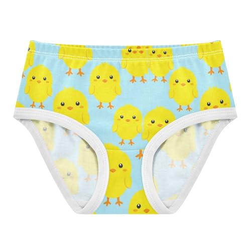 Joisal Cotton Girls Underwear Toddler Cute Yellow Chick Blue Panties for Girl Florals Underpants Briefs 2t