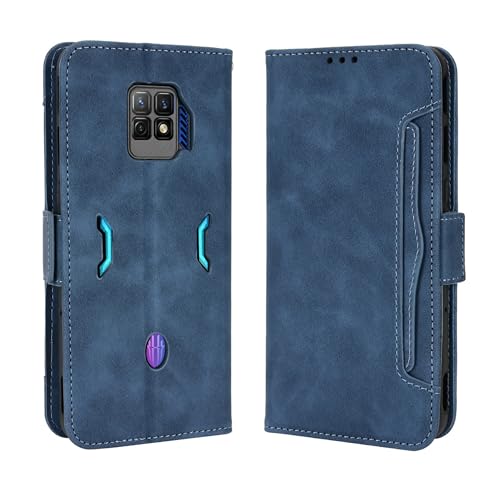 Lucyliy Funda para ZTE Nubia RedMagic 7 Pro, Caso de protección PU Leather Wallet Case con ubicaciones de Tarjetas y función de Soporte Case Cover Blue