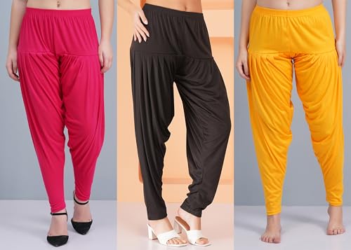 Image of Buy That Trendz Patiyala Pants for Women 3 Combo Patiyala Salwar Harem Viscose Bottoms Pants for Womens