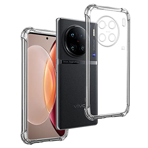 REY Funda Anti-Shock Gel Transparente para Vivo X90 Pro+ 5G, Ultra Fina 0,33mm, Esquinas Reforzadas, Silicona TPU de Alta Resistencia y Flexibilidad
