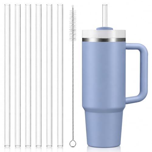 Image of Replacement Straws Compatible with 30 oz Stanley Quencher Tumbler, 10.5 Inch Clear Reusable Straws, Drinking Cup Accessories, 6 Pack
