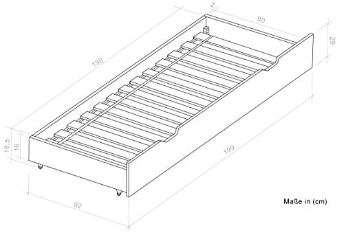 Einzelbett/Funktionsbett "Easy Premium Line" K1/h/s inkl. 2. Liegeplatz und 2 Abdeckblenden, 90 x 200 cm Buche Vollholz massiv weiß lackiert – Bild 6