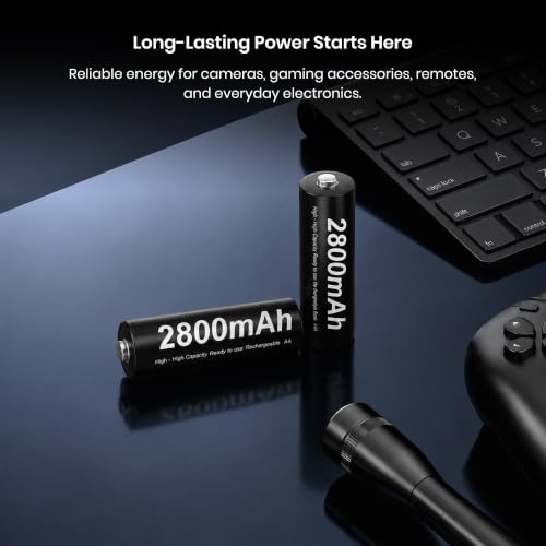 Image of Simpex AA 2800 mAh Rechargeable Batteries, Ready to use and Comes with the Pack of 4 (Black Edition)