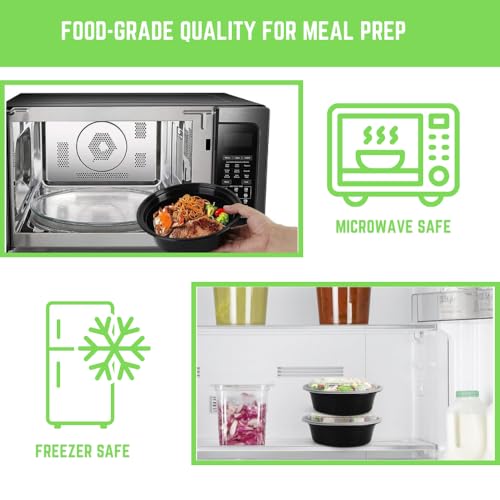 Image of Reusable Food Container with Lid 250ml - Pack of 25 Disposable Packing Box for Food | Round Plastic Parcel Box Fridge, Microwave Safe - Ideal for Food Delivery, Kitchen and Storage(250 ml)