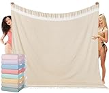 Oversized Turkish Beach Towel Blanket XXL Cotton Sandproof Towels Boho Woven Extra Large Big Sand Free Giant Throw Blankets Huge Quilt XL Picnic Camping Necessities Cloud For Adult Gifts Beige