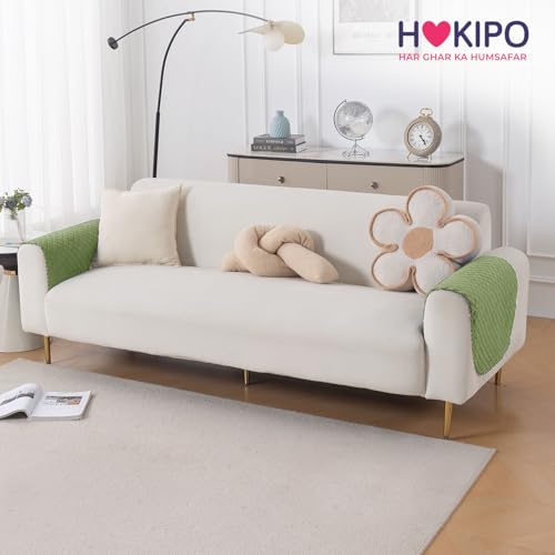 Image of HOKIPO Quilted Sofa Armrest Cover - 1 Pair | 'Quilt Classic' Green (IN-925-GRN*2)