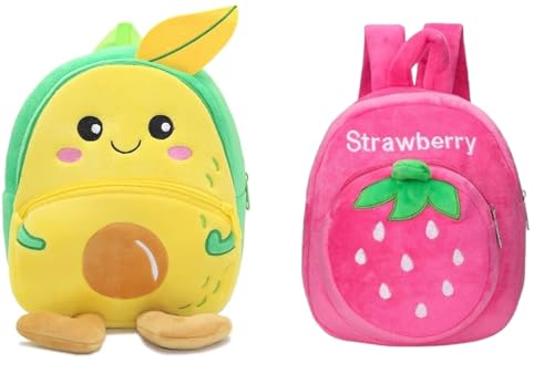 Image of blue tree Cute Boy's and Girl's Plush Bag Medium Quality Full Embroidery Designs Mini Travel Backpack Mango (Mango-New pink Stawberry)