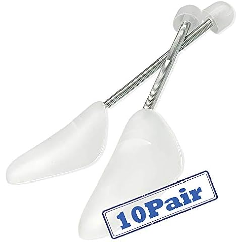 Conexus Trading 10Pair White Shoe Trees | Spiral 33cm Long, Size 9/12 | Compatible For Men or Women Shoes | Plastic Accessories Toe Case, Moisture Absorption, Air Circulation, Bad Odour Prevention Cover