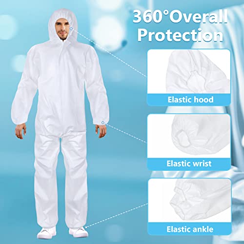 Image of Geiserailie 50 Pack Disposable Coveralls with Hood Protective Heavy Duty Full Body Paint Hazmat Suit for Men and Women