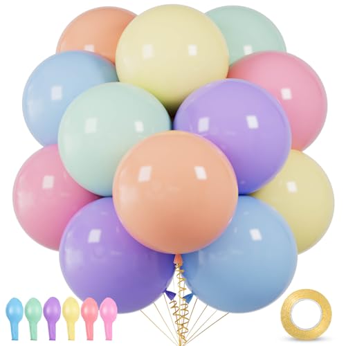 ASIYUHY 18 Inch Pastel Balloons 12 Pack Big Rainbow Balloons