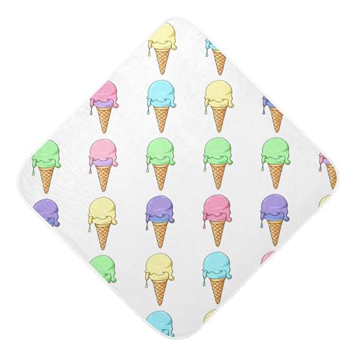 Kigai Baby Hooded Towel Absorbent Baby Bath Shower Towel with Hood for Newborn Boys Girls Babies Infant Toddler (Colorful Ice Cream Cones 35 x 35 in)