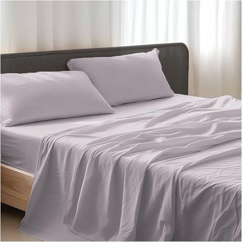 Giovanni Dolcinotti | Set Lenzuola Letto Matrimoniale 4 pz, Microfibra, Silver Pink, Modello Detroit - Lenzuolo con Angoli, Lenzuolo sopra e 2 Federe 50x80 cm