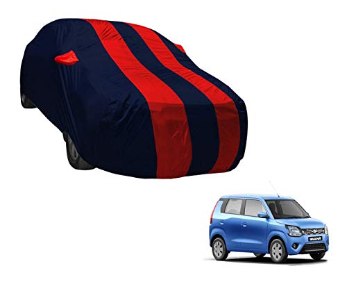 Image of Auto Hub Car Cover Compatible with Maruti WagonR (Model : 2019-Till Date) with Weather Proof, Mirror Pocket, Triple Stitched, WagonR Car Cover- Navy-Red