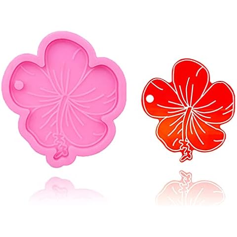 Cherry Flower Blossoms Shaped Keychain Silicone Molds with Hole for Epoxy Resin, Fondant Clay Mold for DIY Cake Topper Decoration or Homemade Chocolate Candy Dessert Pendant Craft Cover