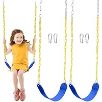 TURFEE 2 Pack Green Swing Seats Heavy Duty with 66\" Chain, Swing Set Accessories Replacement with Snap Hooks for Kids Outdoor Play Playground, Trees, Swing Set