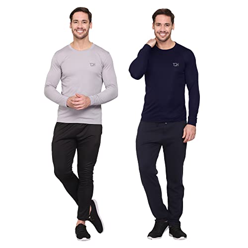 Image of TQH Full Sleeve T Shirt for Men | Pack of 2 T-Shirt for Man Full Sleeve | Gym Workout | Men's Tshirts | Slim Fit Polyester Round Neck Solid Sports T-Shirts for Running Training Casual Wear