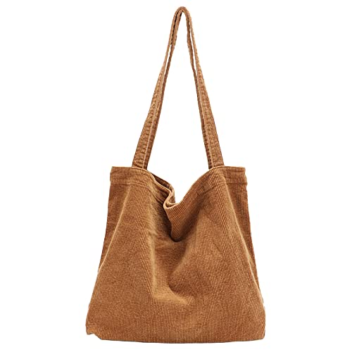 Image of 2026 Corduroy Tote Bag with Zipper Large Casual Handbags Shoulder Purse for Women