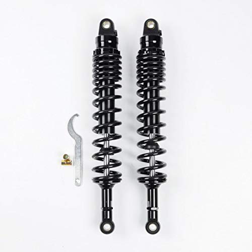 Shock Absorbers with Coil Spring Front/Rear 1 Pair Aluminum Round End 420mm Black