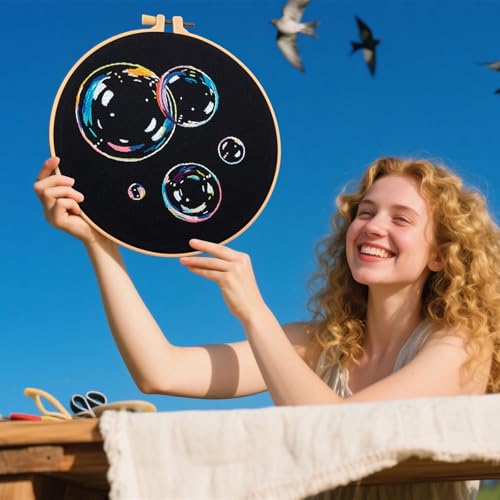 Image of Crafmanoe Embroidery Kits for Beginners Adults, Cute Embroidery Starter Kits Funny Counted Cross Stitch Kits for Beginners Adult, Craft Hobbies Set for Women, Embroidery Fabric, Hoops & Video Tutorial