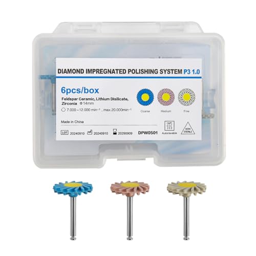 Image of Dental Composite Resin Polishing P3 Disc Polisher Wheels Diamond 3-Step Diamond Impregnated Polishing System System 14mm Wheel Kit Spiral Flex Brush Tools