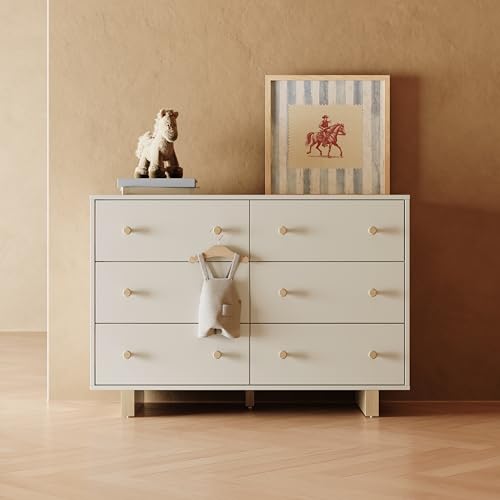 Image of Storkcraft Texas 6 Drawer Dresser, Frosted Oat and Driftwood