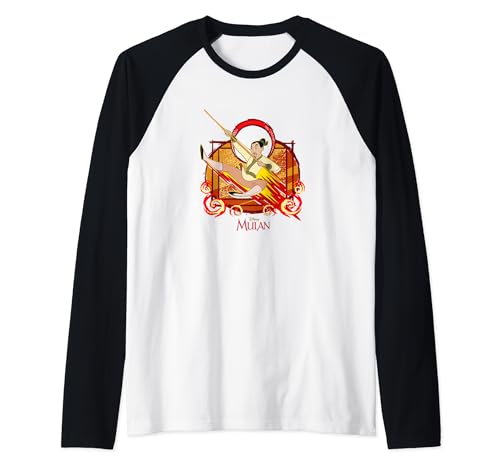 T-shirt baseball Mulan Disney manches raglan avec portrait graphique imprimé