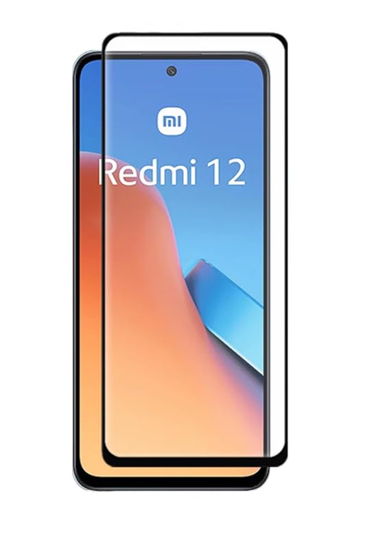 Image of Casodon Designed for Redmi 12 5G /Redmi Mi 12 5G Tempered Glass Screen Protector Guard (Black) Full Screen Coverage with Easy Installation Kit