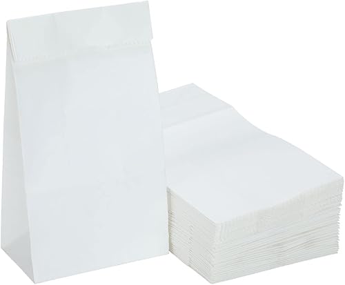 Kslong 100 mini bolsas de papel blanco, pequeñas bolsas de papel para golosinas, bolsas de papel kraft para galletas, bocadillos, palomitas de maíz,