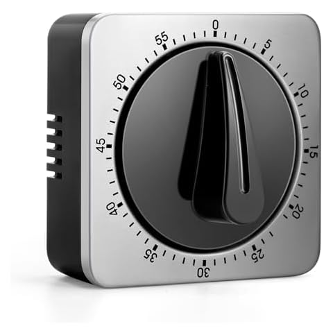 Kitchen Timers for Cooking, Chef Cooking Timer Clock with Loud Alarm,100% Mechanical Desk Timer - No Batteries Required - Magnetic Backing, Exquisite Stainless Steel Body - Countdown Reminder Magnetic Cover