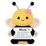 Gleevera Valentines Day Gifts for Mom from Daughter Son, Mom Birthday Gifts - Cute Handmade Crochet Bee - Mother Day Bonus Step Mother in Law, I Love You Mama Present, Emotional Support Crochet Decor