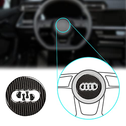QianBao Compatible with Carbon Fiber Steering Wheel Logo Decoration Interior Sticker Accessories for Audi A3 2014-2016 A4 2013-2016 A5 2012-2016 A6 2016-2018 Q3 Q5 2013-2018 (5PCS Black)