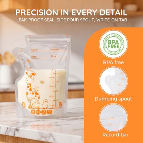Miniatura 2 de Oderra Bolsas Leche Materna Congelar 100pcs - 180ml Bolsas Almacenamiento Leche Materna Con Sellado Doble, Preesterilizadas, Compatibles Con Refrigeradores Y Congeladores