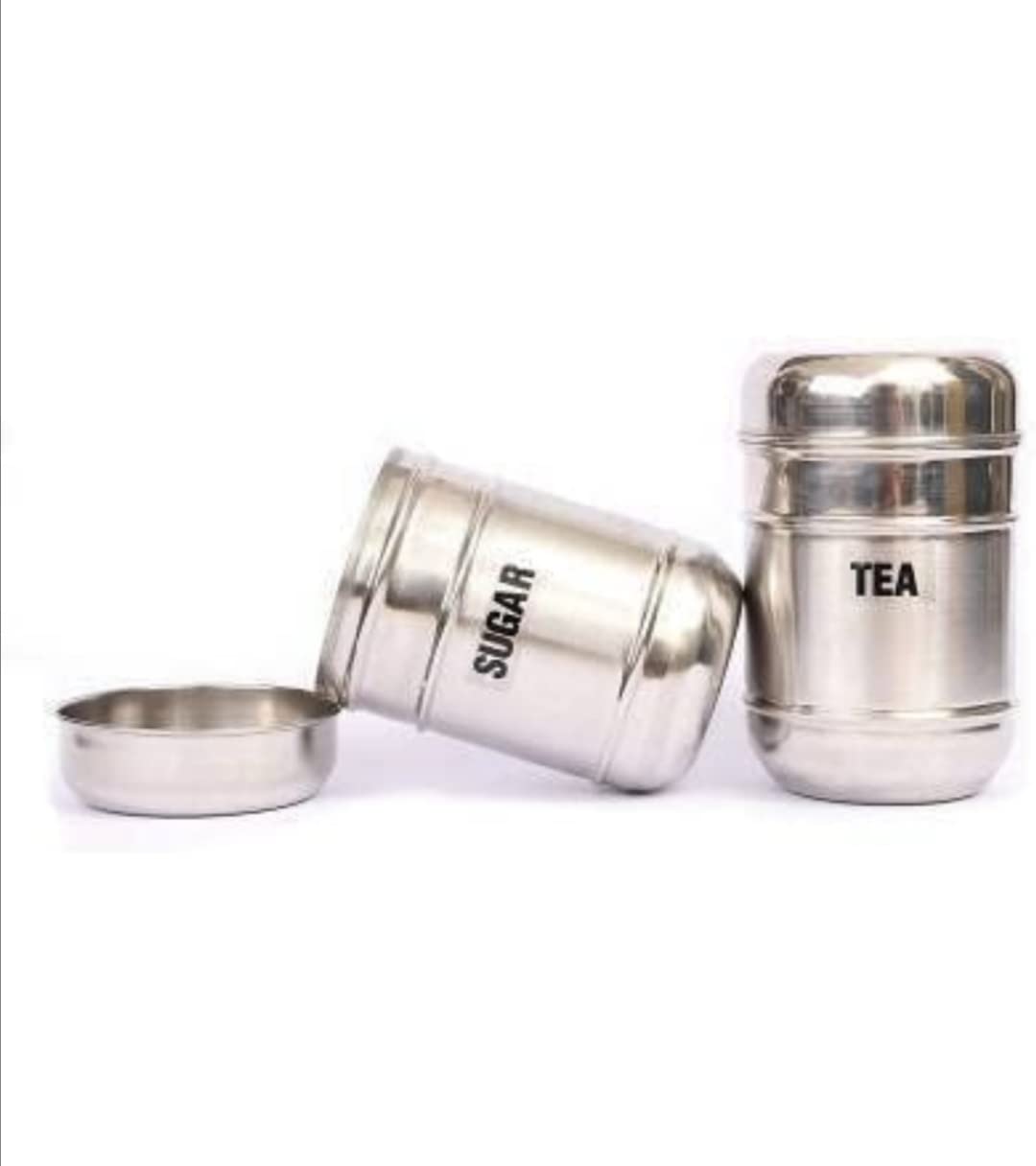 Daraz Stainless Steel Silver Kitchen Containers Set Sugar Tea